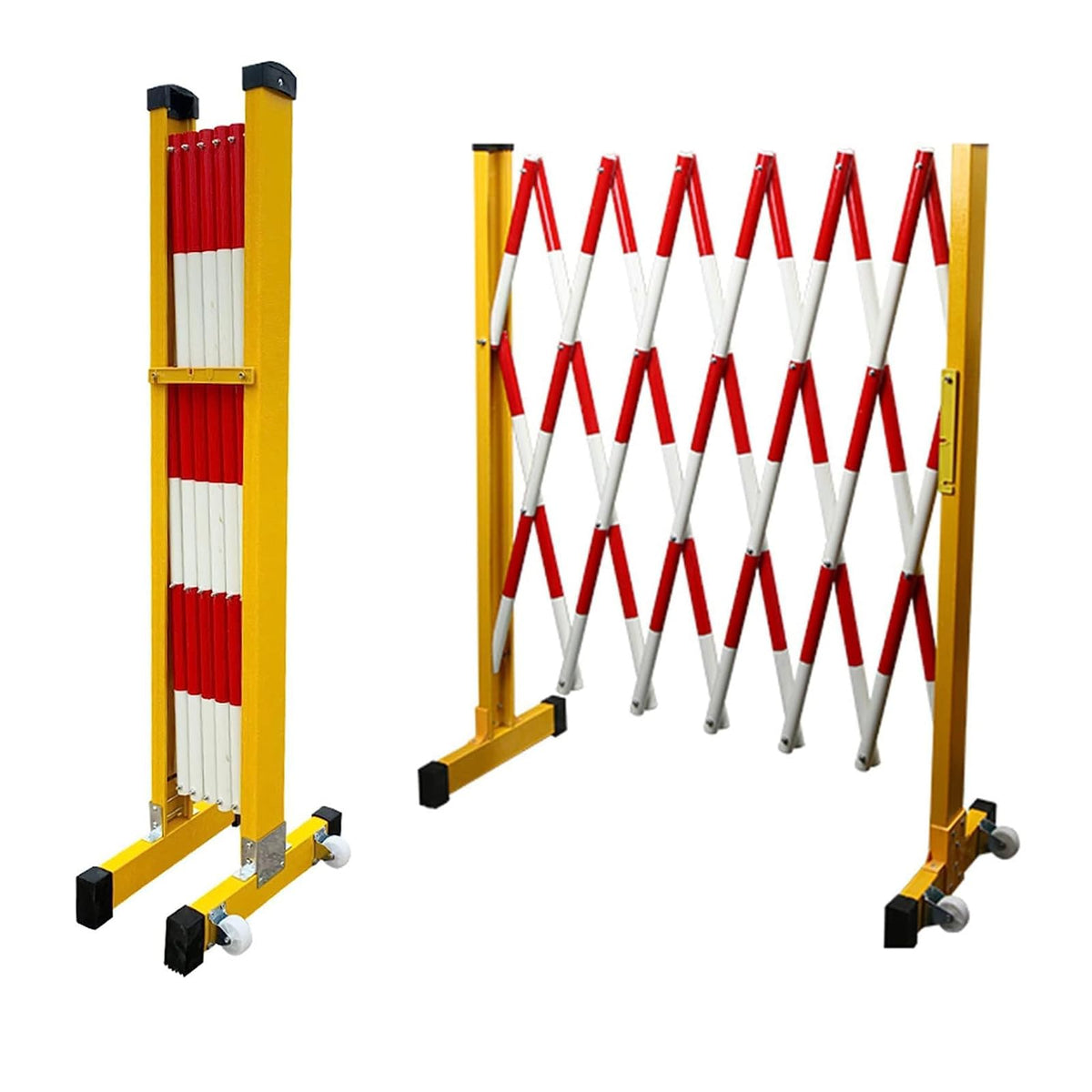 Adjustable 13ft Retractable Metal Barrier with Wheels - Portable Traffic Control Safety Gate for Events, Outdoor Use & Crowd Management Solutions