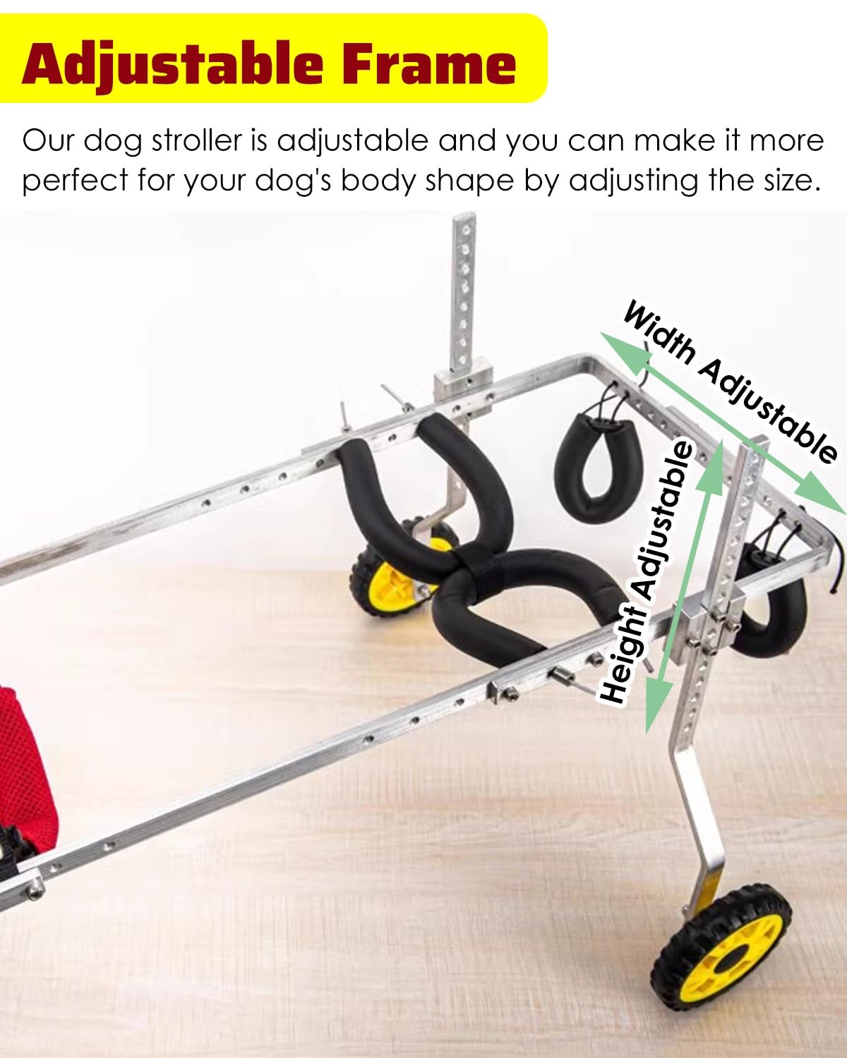 Adjustable 2-Wheel Dog Wheelchair for Back Legs - Pet Knee Brace Cart for Large, Medium & Small Dogs & Cats - Injury Recovery Stroller (L Size)