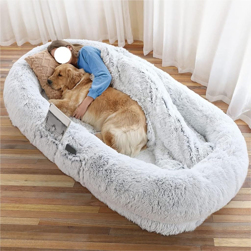 ALLC Dog Bed Creative Kennel Winter Warm Removable and Washable Large Sponge Mat Human Sleeping Mat Pet Supplies Cozy Sleeping Pet Bed for Cat and Dog (Color : Khaki, Size : 165 * 100 * 25cm)