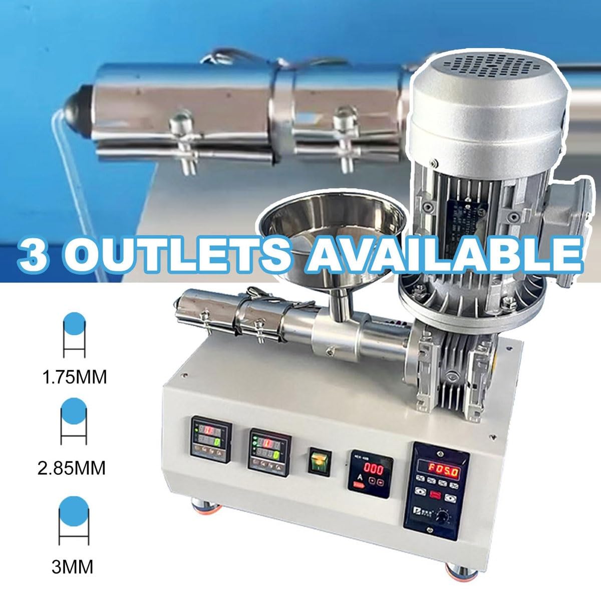 3D Printer Extruders,Desktop Plastic Recycled PET Filament Maker,Output Filament 500–1000g/H