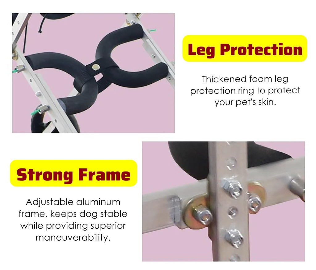 Adjustable 2-Wheel Dog Wheelchair for Back Legs - Pet Knee Brace Cart for Large, Medium & Small Dogs & Cats - Injury Recovery Stroller (L Size)