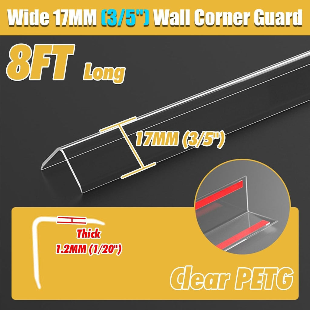 8ft Self-Adhesive Wall Corner Protector, 90° Edge Molding Bumper