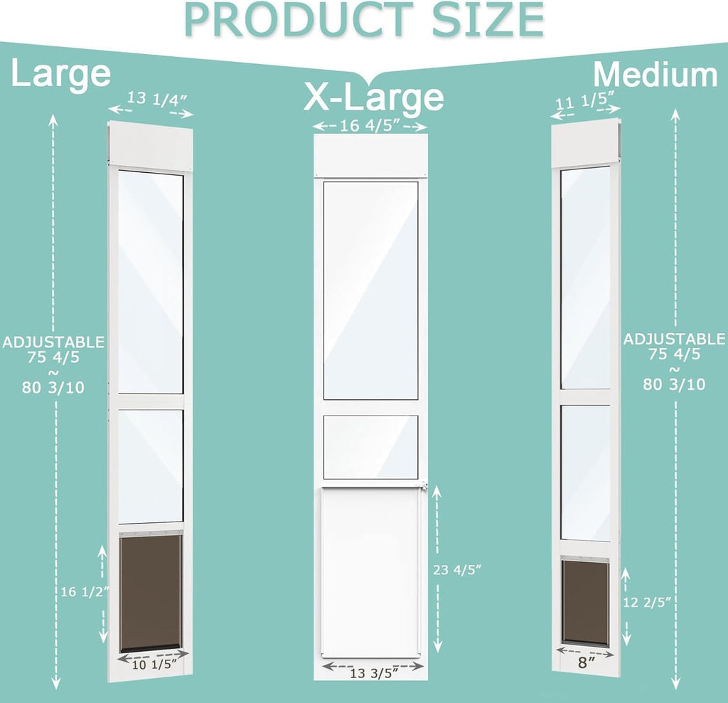 Aluminum Dog Door for Sliding Glass Door, Large