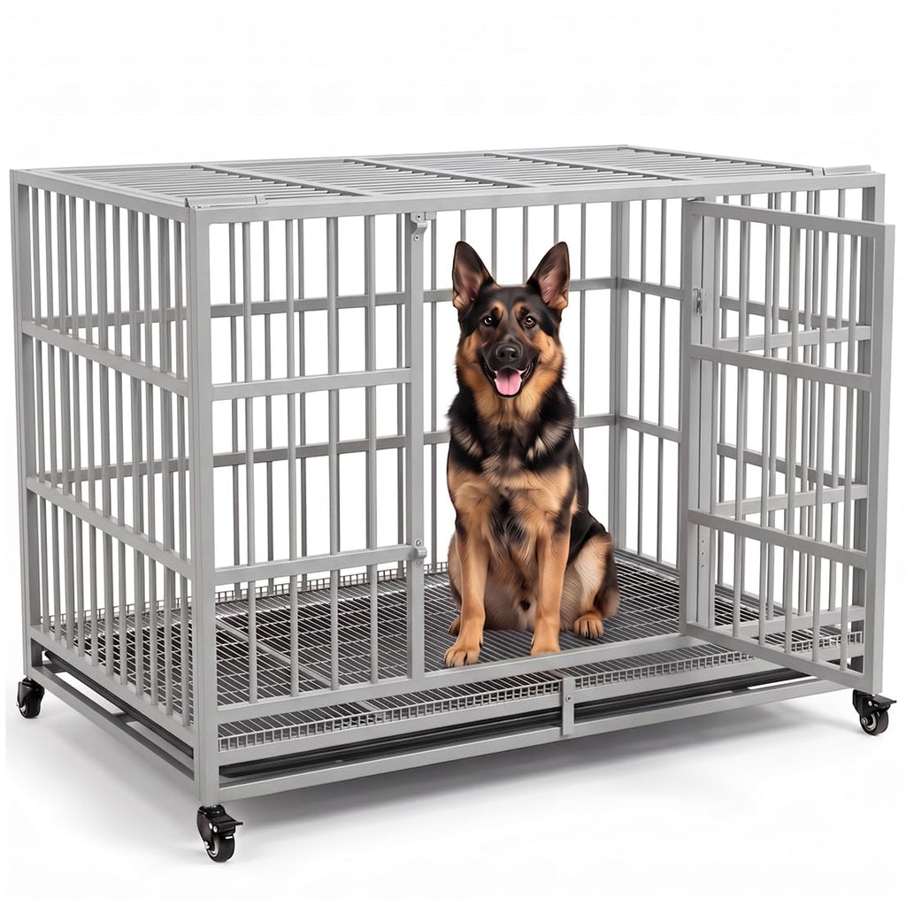 54" Heavy Duty Dog Crate, Indestructible Kennel for Giant Dogs