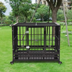 36 Inch Dog Crate, Folding Metal Pet Crate with Wheels, Double-Door Pets Homes with Double Latch, Kennel with Divider Panel, Square Tube Dog Crate Animal Cage, for Training Pet Supplies, Black