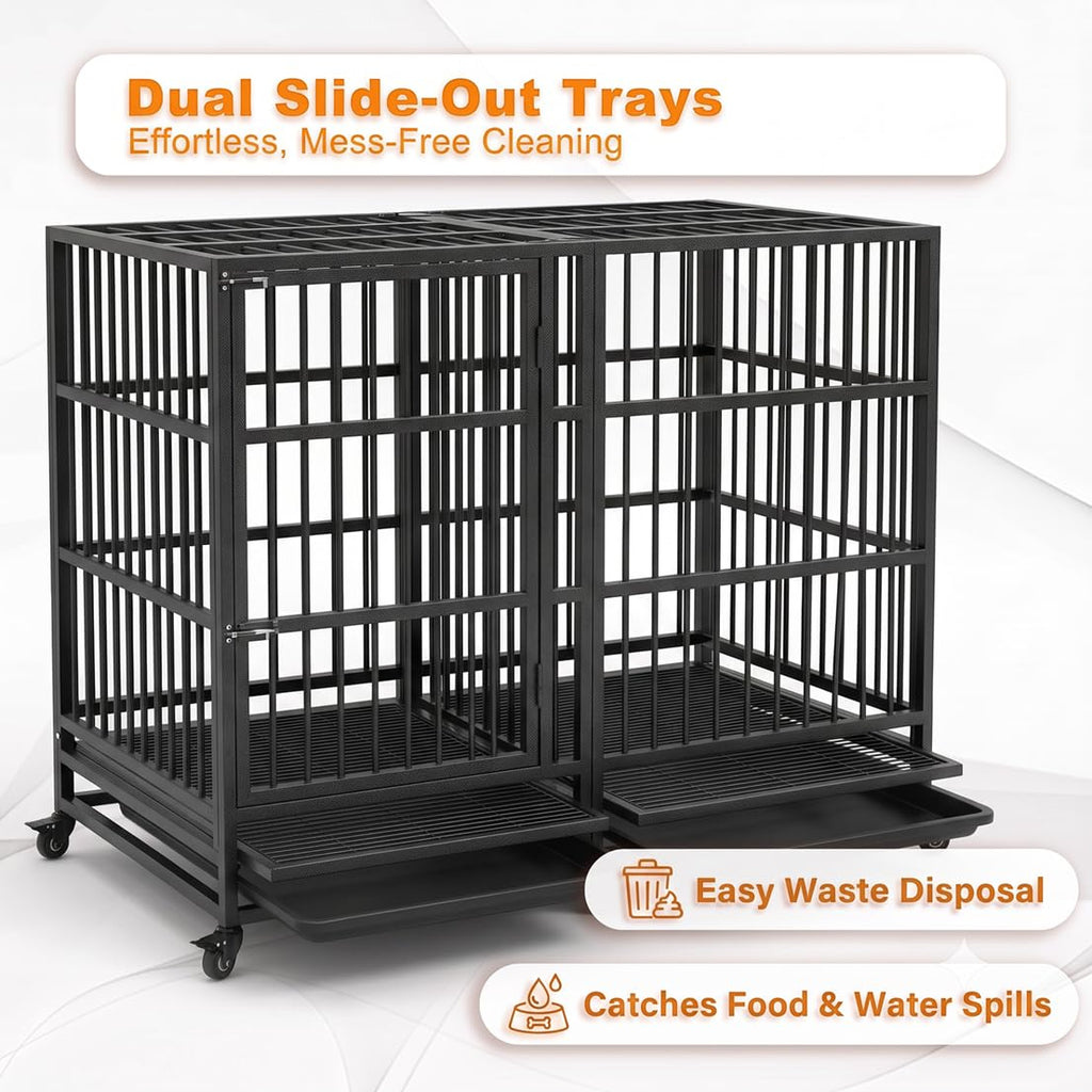 54" Heavy Duty Dog Crate, Indestructible Kennel for Giant Dogs