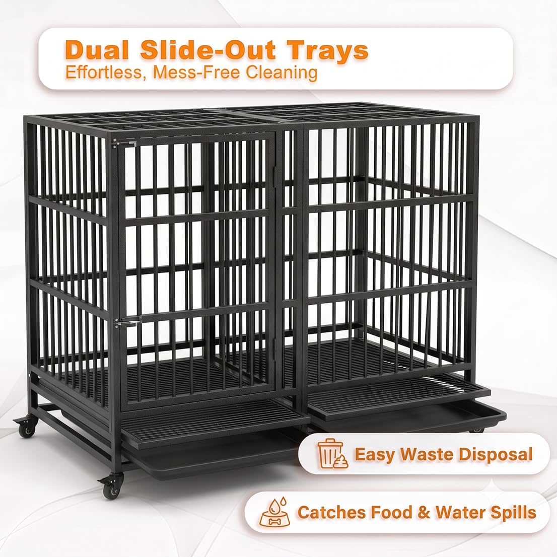 54" Heavy Duty Dog Crate, Indestructible Kennel for Giant Dogs