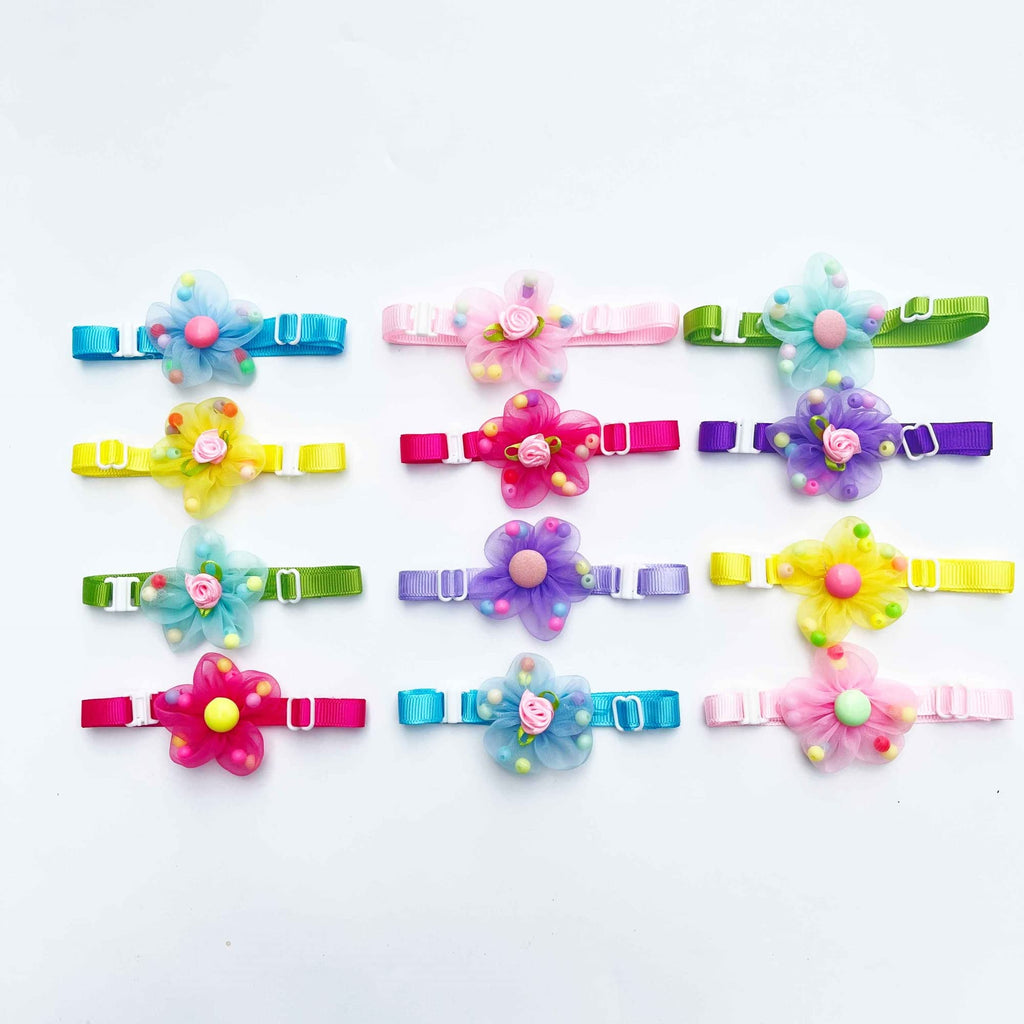 50/100 pcs Dog Cat Bow Ties Grooming Product for Small Medium Lace Flower Tie Necktie Pet Supplies