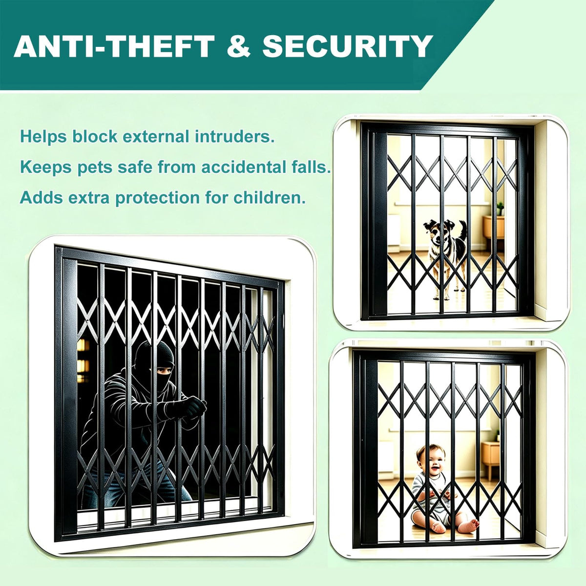 Anti Theft Heavy Duty Security Gate, Collapsible Retractable