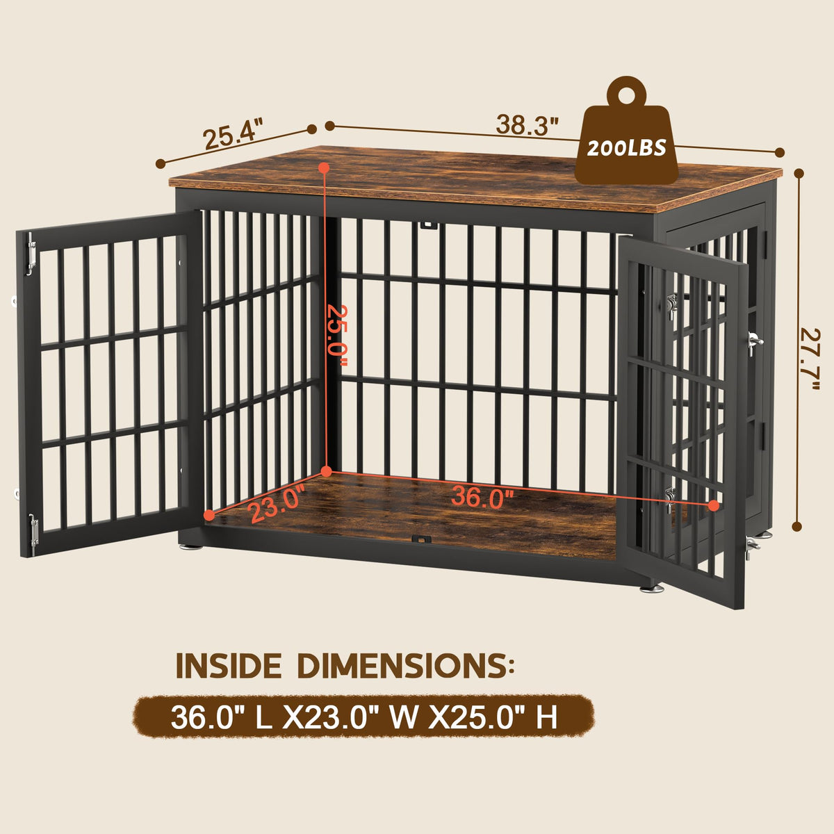 38" Heavy Duty Dog Crate Furniture for Large and Medium Dogs