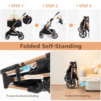 3 in 1 Pet Stroller with Detachable Carrier for Small Dogs and Cats, Khahi