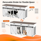 71" Double Dog Crate Furniture, White