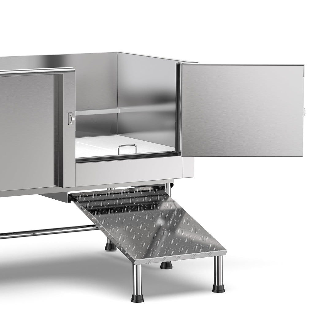 62" Stainless Steel Pet Dog Bath Tub with Faucet (Right door/Left Drain), 62 x 27 x 58"