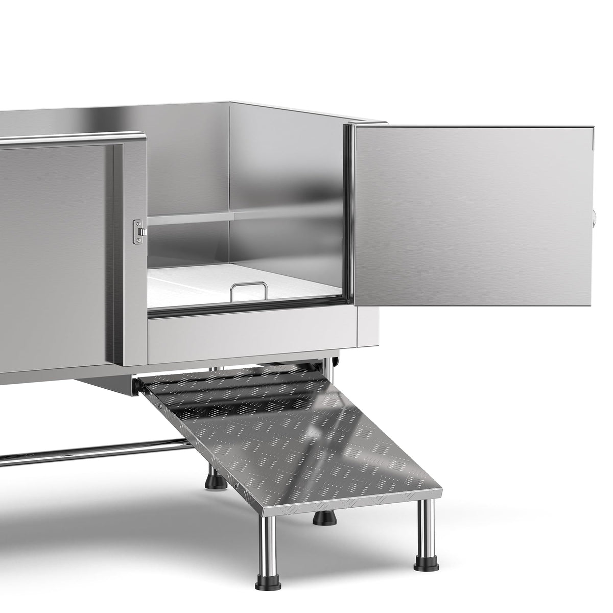 62" Stainless Steel Pet Dog Bath Tub with Faucet (Right door/Left Drain), 62 x 27 x 58"