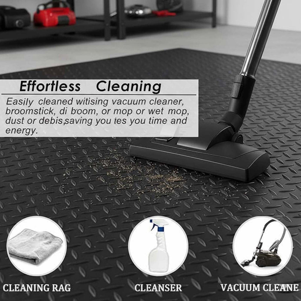 1/8 Inch Thick Large Outdoor Waterproof Rubber Mat with Diamond Plate Design for Home Gym, Dog Crate, Patio, Garage, Balcony