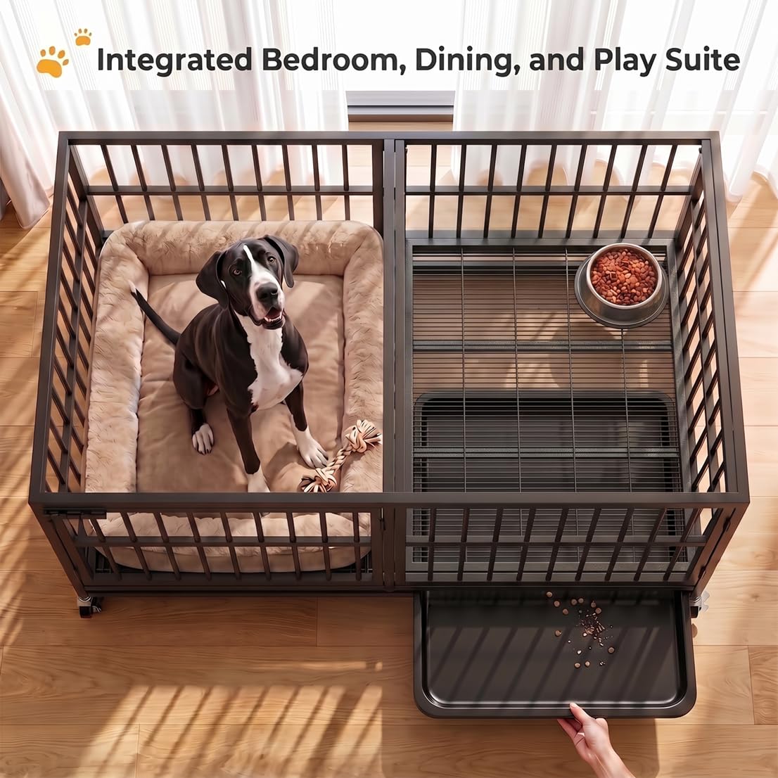 54" Heavy Duty Dog Crate, Indestructible Kennel for Giant Dogs