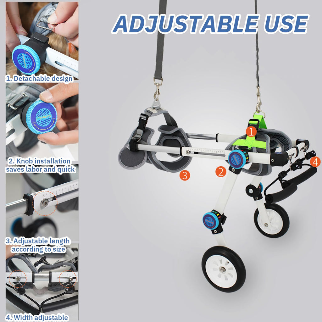 Adjustable Dog Cart, Dog Wheelchair for Back Legs, Foldable Dog Wheelchair Dog Leg Brace and Hip Support Assist Small Pets with Paralyzed Hind Limbs to Recover Their Mobility,XL