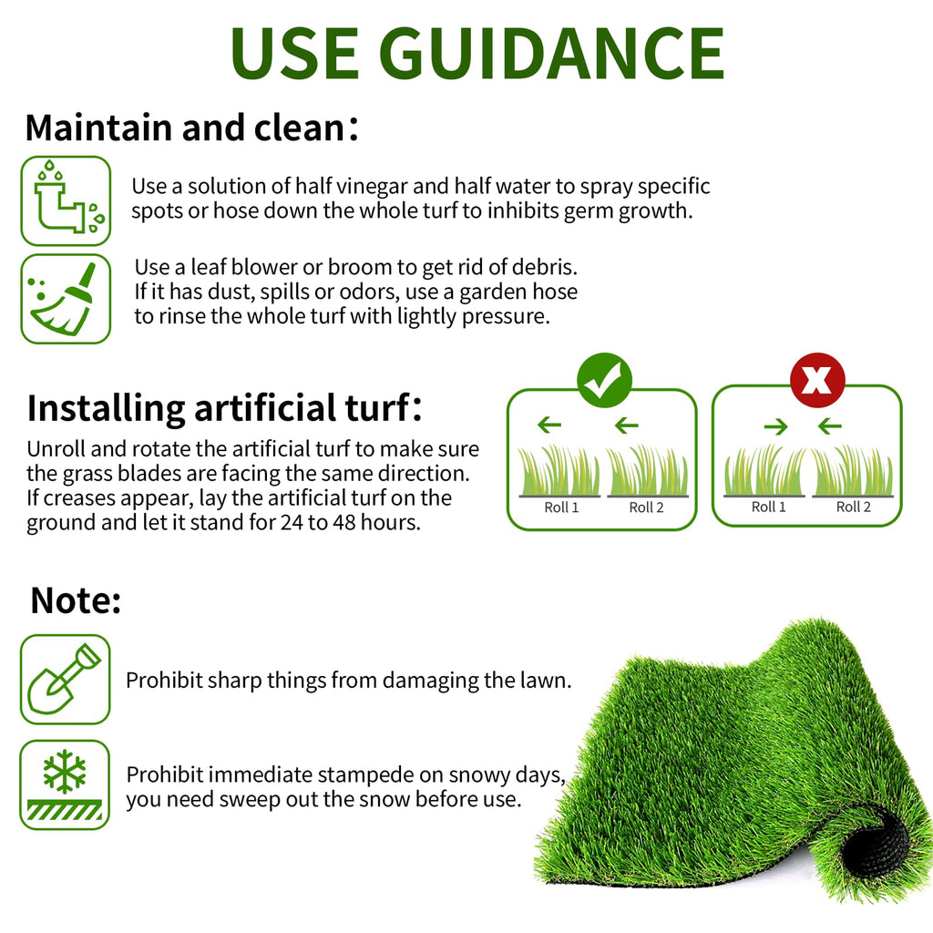 Artificial Grass Rug Indoor Outdoor, 13ft x 25ft (325 Square FT) Realistic Thick Synthetic Fake Grass Mat for Dogs, Garden Lawn Landscape Patio Grass