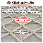 16x26FT Outdoor Safety Net - Anti-Fall Climbing & Balcony Protection, Durable Jute Hemp Rope Mesh for Kids, Pets, Trucks & Trailers, Retro Design