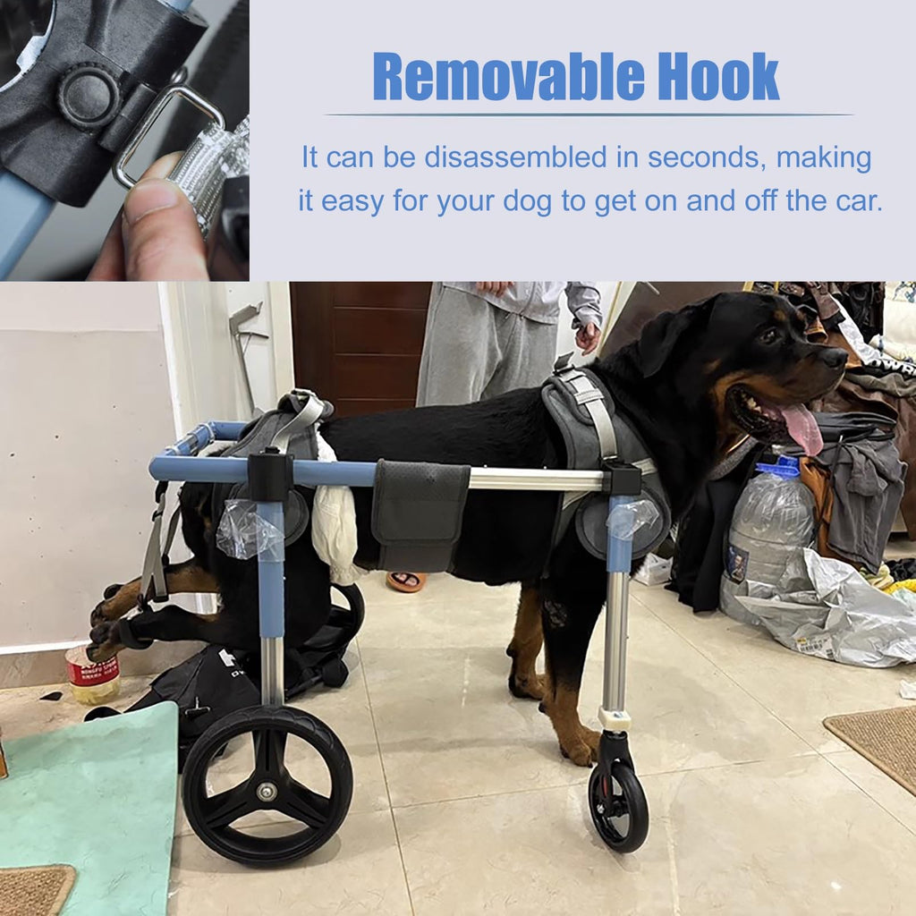Adjustable Cat Dog Wheelchair 4 Wheels can Become 2 Wheel, Xs to XXL Pet Leg Support Brace for Sprain/Acl Injury/Arthritis, Mobility Devices(Blue,XL)