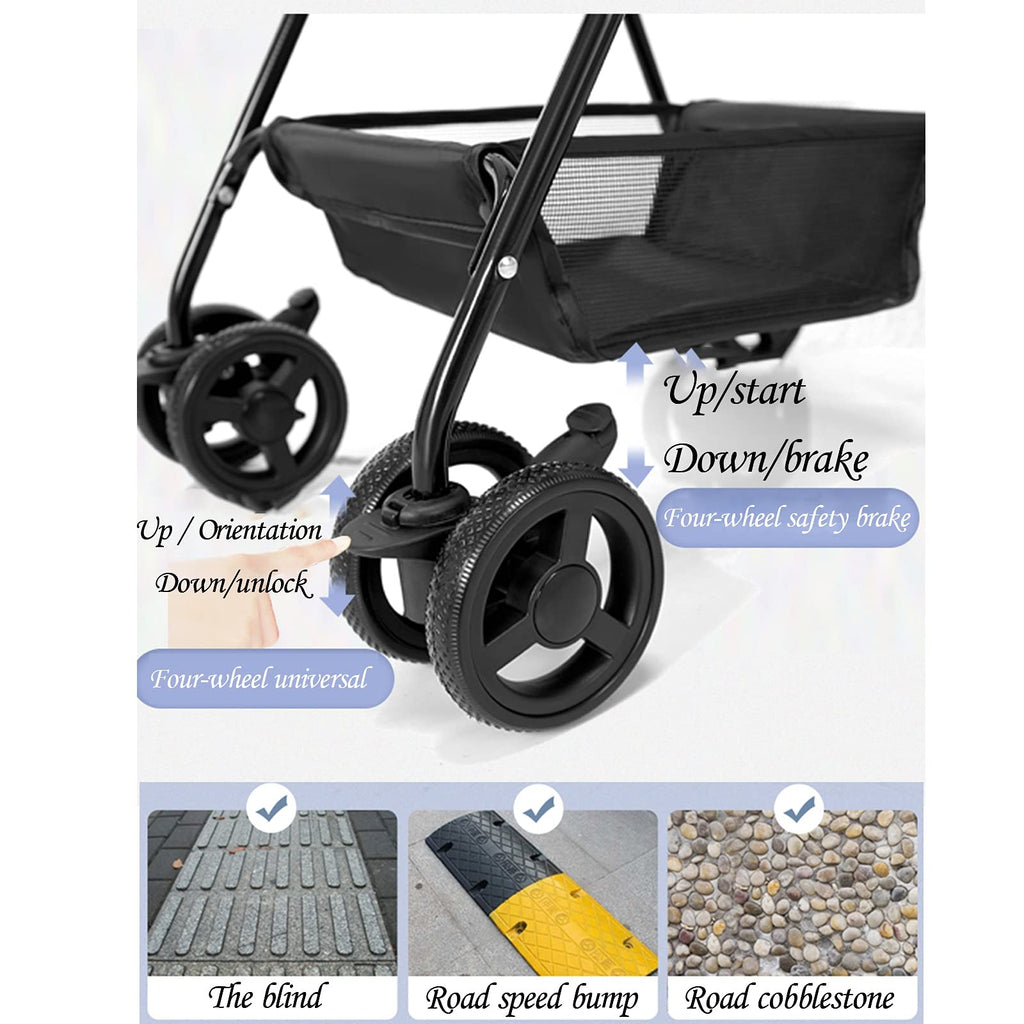 3 Wheel Pet Stroller Foldable for Small Medium Dogs and Cats, Pet Supplies Travel Beach Pet Buggy Dog Bicycle Trailer with Large Storage Basket, Capacity 25Kg (Color : Gray)