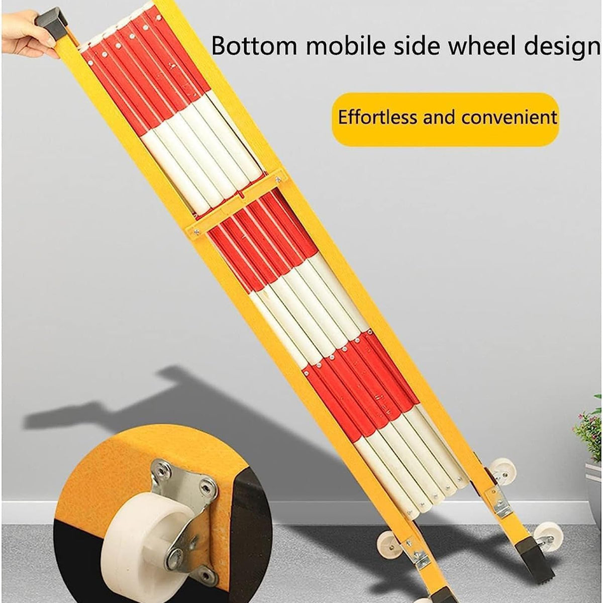 Adjustable 13ft Retractable Metal Barrier with Wheels - Portable Traffic Control Safety Gate for Events, Outdoor Use & Crowd Management Solutions