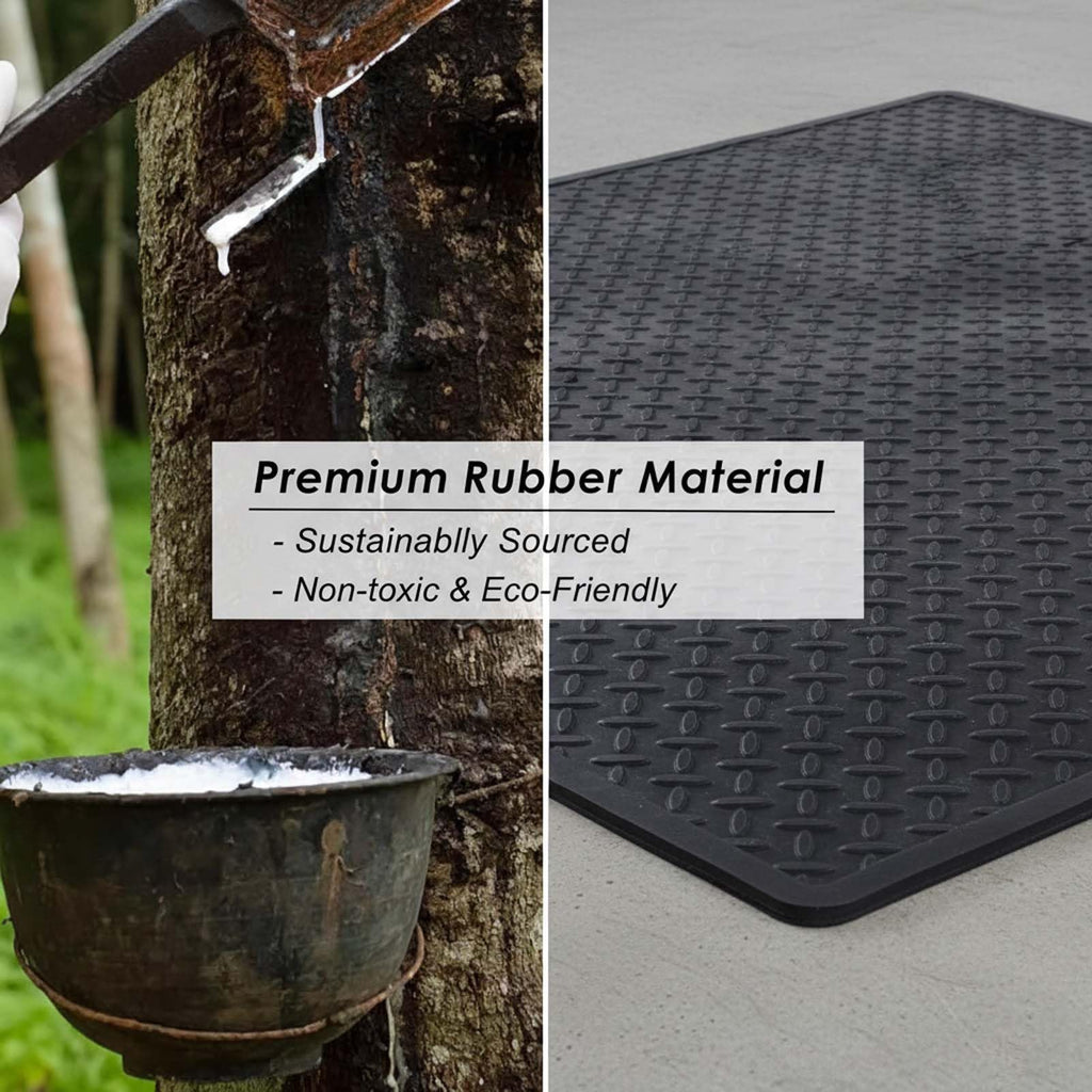 1/8 Inch Thick Large Outdoor Waterproof Rubber Mat with Diamond Plate Design for Home Gym, Dog Crate, Patio, Garage, Balcony