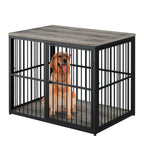 94" Double Dog Crate Furniture, TV Stand with Divider, Brown