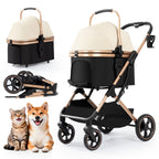 3 in 1 Pet Stroller with Detachable Carrier for Small Dogs and Cats, Khahi