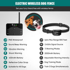 ABHY Wireless Dog Collar Fence System, Electric Fence for Dogs, Waterproof Perimeter Dog Collar Remote Training Collar with Wireless Adjustable Vibration & Shock，Suitable for Large and Medium Dogs