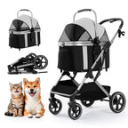 3 in 1 Pet Stroller with Detachable Carrier for Small Dogs and Cats, Khahi