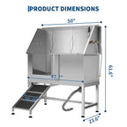 Aptliton 50 Inch Stainless Steel Dog Grooming Tub with Ramp Right Door