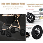 3 in 1 Foldable Travel Stroller Cup Holder Dog Stroller for Medium Cats Dogs Pram, Cat Carriers Strollers Jogging Trolley, Large Pet Strolle Breathable Window with Zipper, Storage Basket