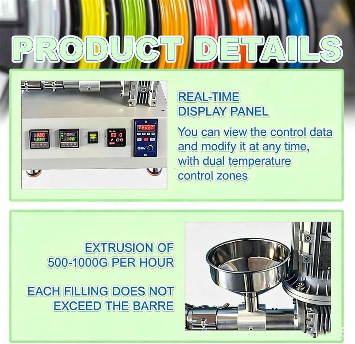 3D Printer Filament Maker Machine, Extruder for Home Lab, 0-350°C Temperature Range, Compatible with PE ABS TPU PET for Custom Printing