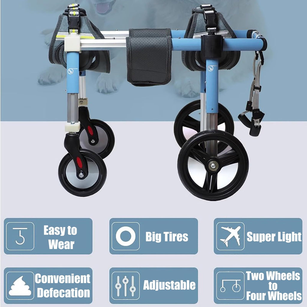 Adjustable Dog Cart Wheelchair for Pet Doggie, 2 Or 4 Wheels Pet Mobility Aid All Terrain, Old Dogs Walk Tools for Arthritis Back Legs, Hip Support(XL)