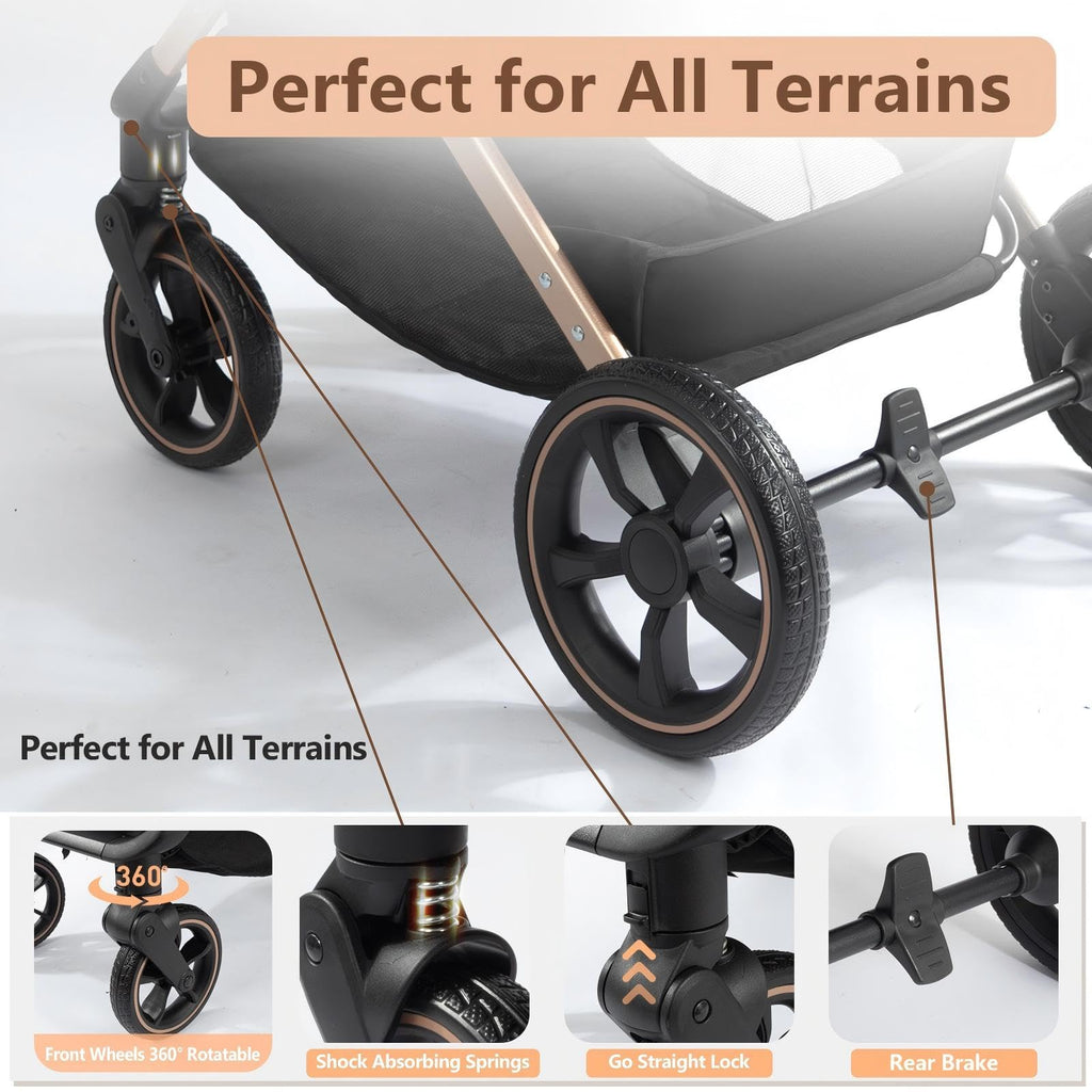 3 in 1 Pet Stroller with Detachable Carrier for Small Dogs and Cats, Khahi