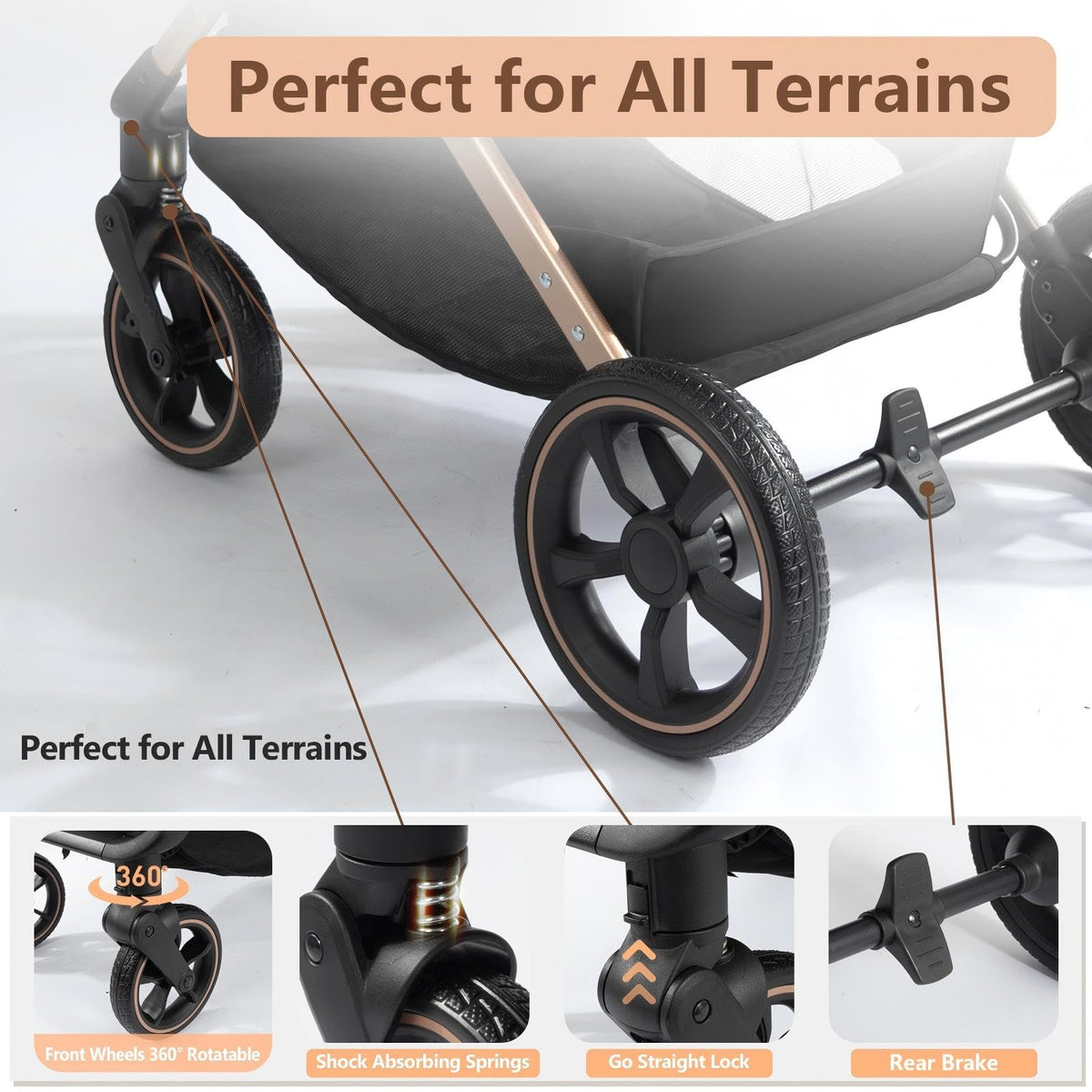 3 in 1 Pet Stroller with Detachable Carrier for Small Dogs and Cats, Khahi