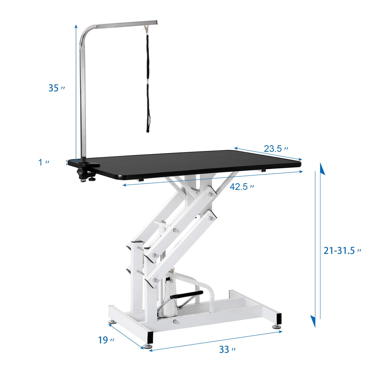 42" Z-Lift Hydraulic Dog Cat Pet Grooming Table Heavy Duty Big Size with Adjustable Arm Noose