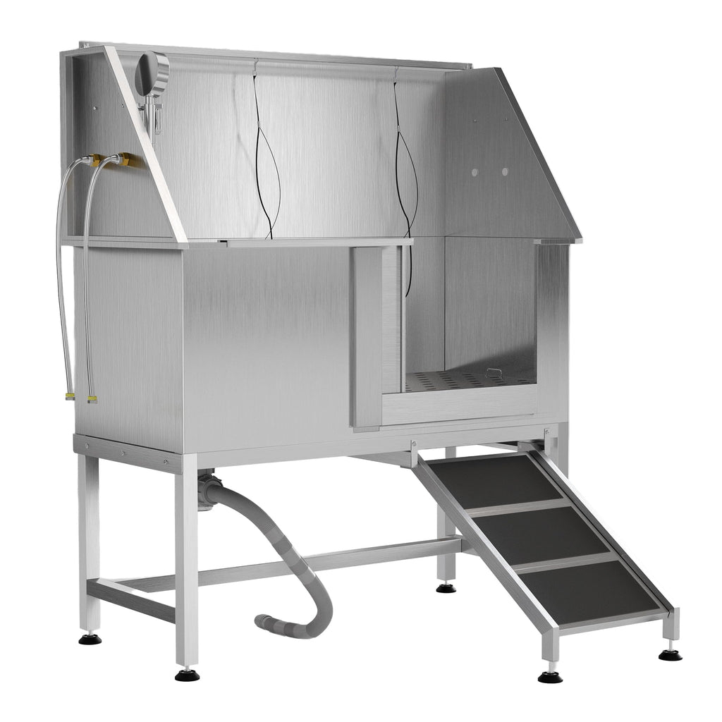 Aptliton 50 Inch Stainless Steel Dog Grooming Tub with Ramp Right Door