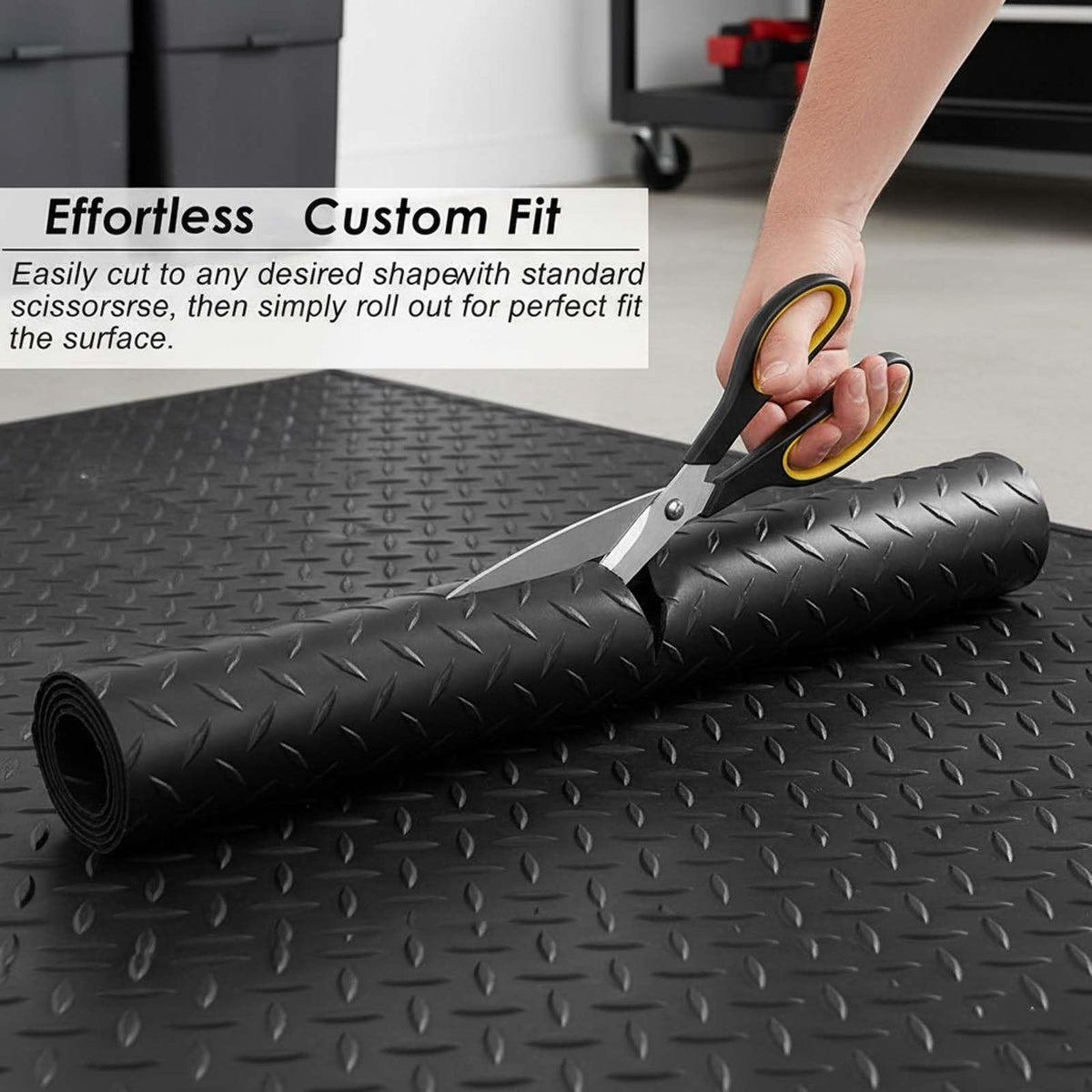 1/8 Inch Thick Large Outdoor Waterproof Rubber Mat with Diamond Plate Design for Home Gym, Dog Crate, Patio, Garage, Balcony