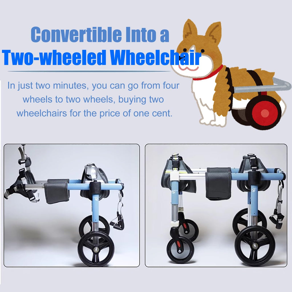 4 Wheel Dog Wheelchair Full Support, Adjustable Dog Mobility Aids for Back Hind Legs, Disabled Doggy Knee Brace for Torn Acl Hind Leg, Dog Walk Tools(S)