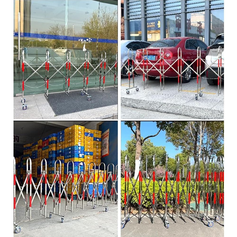 Adjustable Stainless Steel Expandable Safety Gate - Mobile Barrier for Parks, Garages & Hospitals - 1.3x4m Traffic Control Solution for Crowd Management