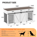 71" Double Dog Crate Furniture, White