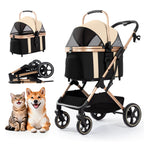 3 in 1 Pet Stroller with Detachable Carrier for Small Dogs and Cats, Khahi