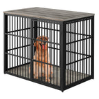 94" Double Dog Crate Furniture, TV Stand with Divider, Brown