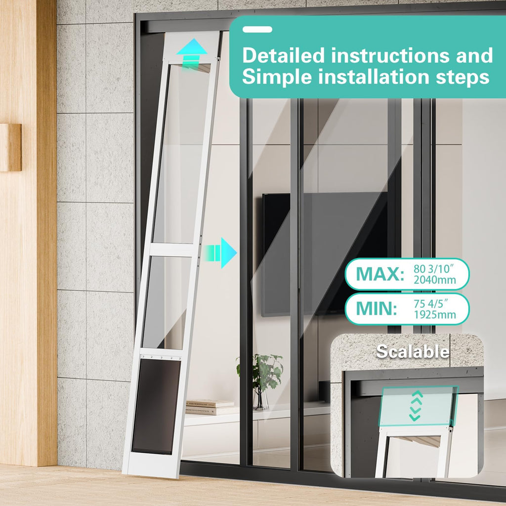 Aluminum Dog Door for Sliding Glass Door, Large