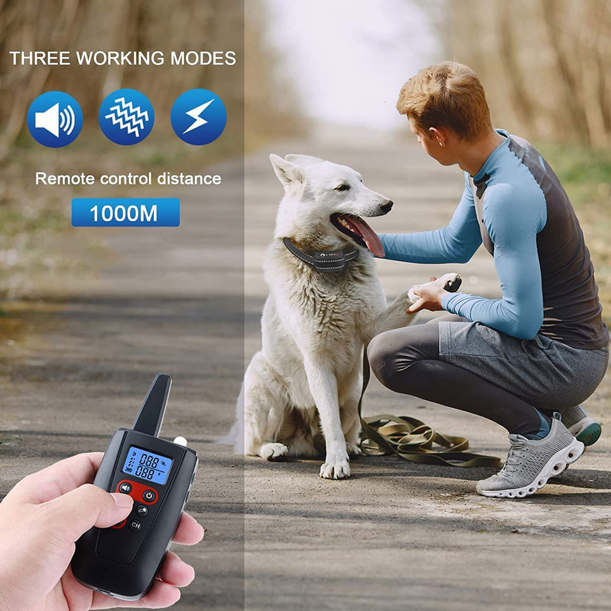 Anti-Barking Collar Rechargeable Waterproof Dog Training Collar with Remote Anti-Barking Device