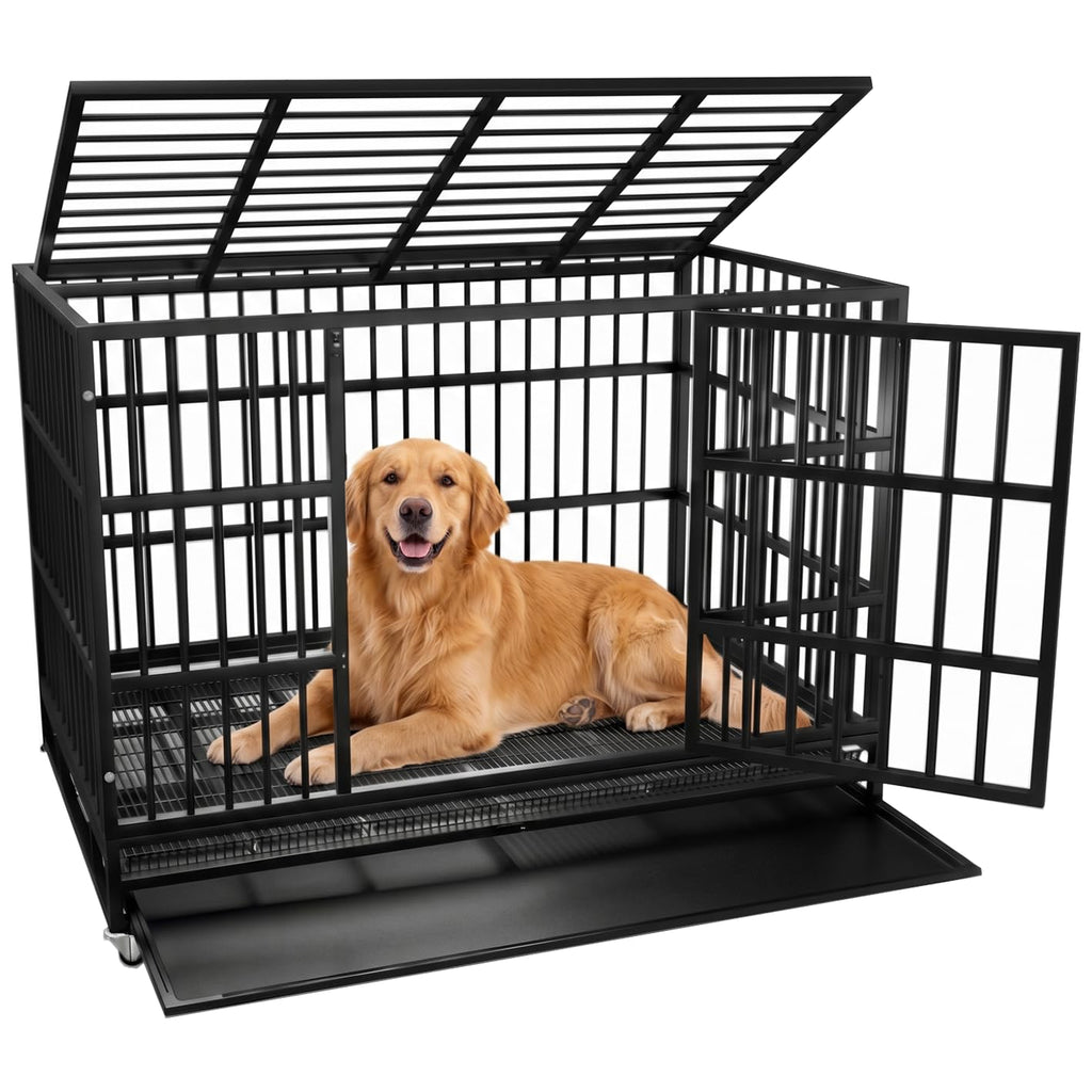 54" Heavy Duty Dog Crate, Indestructible Kennel for Giant Dogs