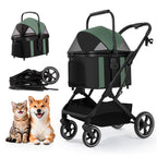 3 in 1 Pet Stroller with Detachable Carrier for Small Dogs and Cats, Khahi