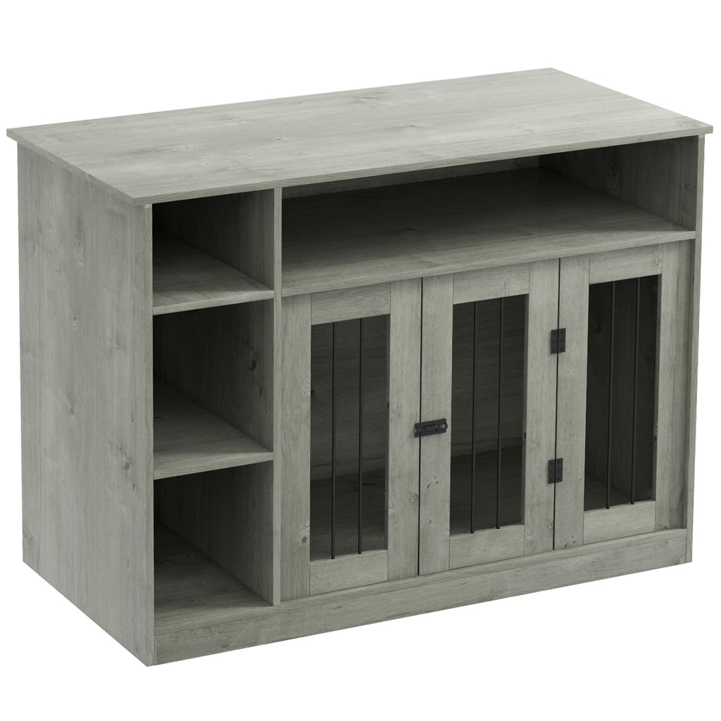 47-Inch Dog Crate Furniture with Storage for Medium and Large Dogs, Gray